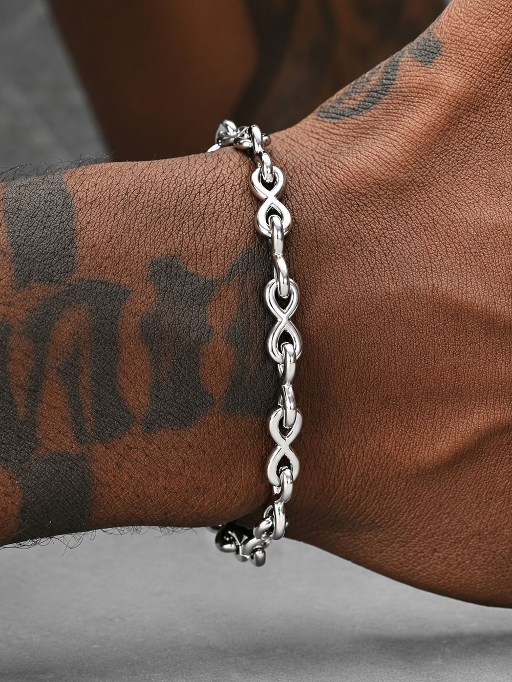 primobling Silver Infinity Link Men's Bracelet